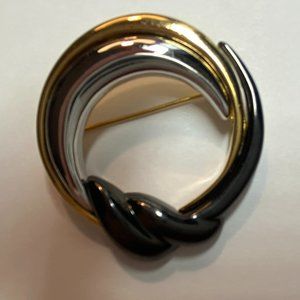 MONET PIN   CIRCA 1975  A NOSTALGIA PIECE -- BLACK ENAMEL, SILVER & GOLD TONE